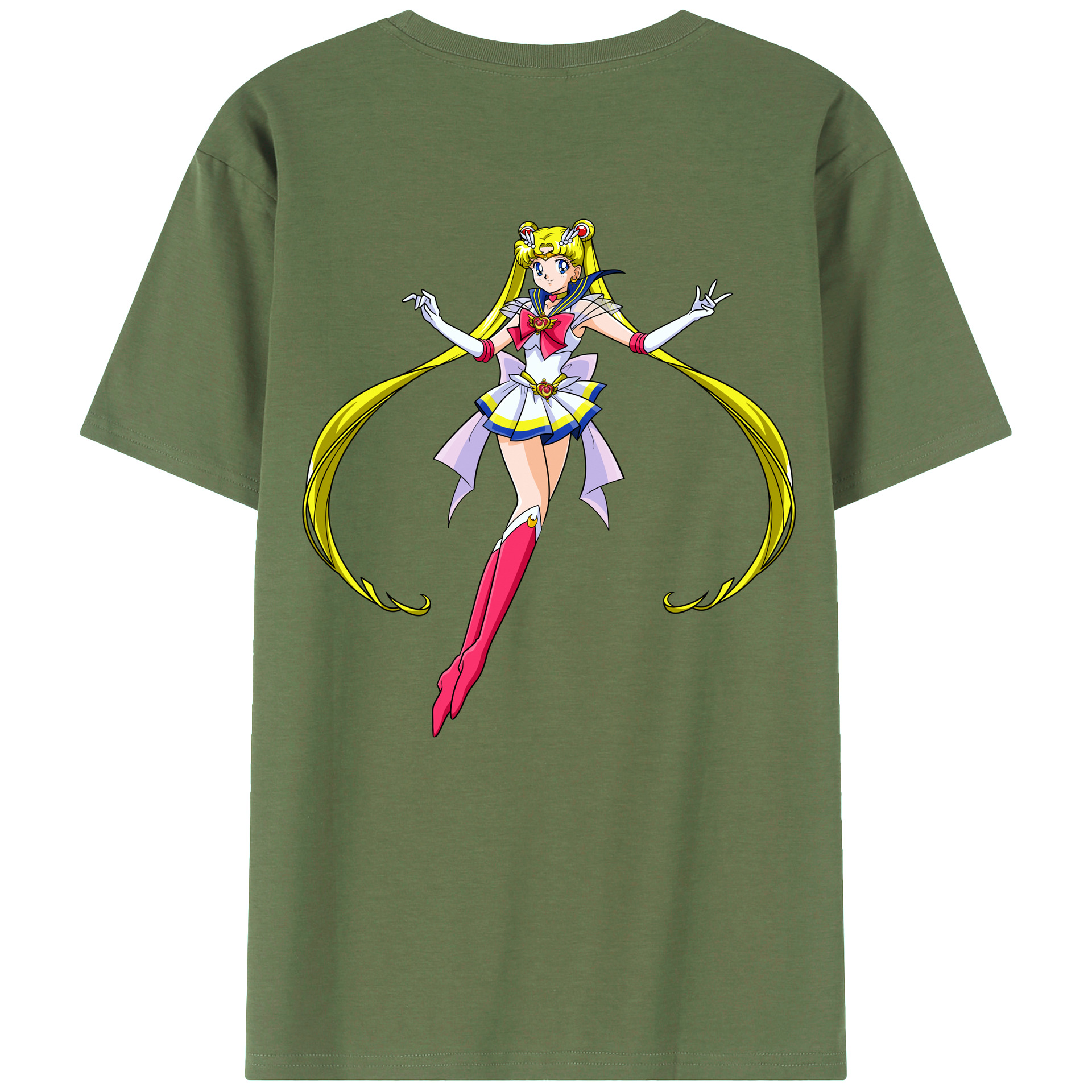 （画像用） 美少女戦士セーラームーン 月野 うさぎ つきの うさぎ Sailor Moon Tsukino Usagi 綿100％ メンズ半袖Tシャツ（バックプリント） 通気性